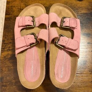 Intentionally Blank Rule Breaker Pink Suede Sandals
